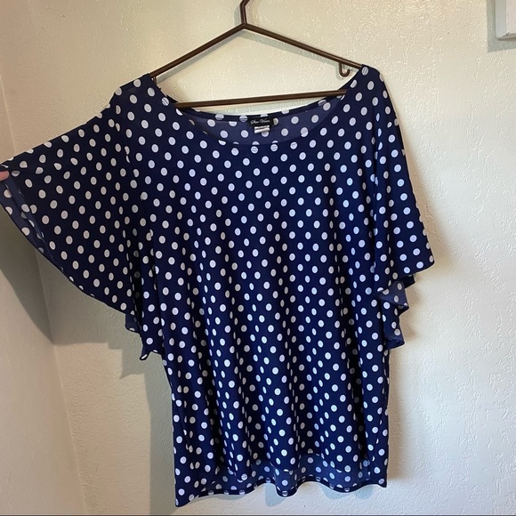 Star Vixen Navy Polka Dot Blouse - Picture 6 of 8